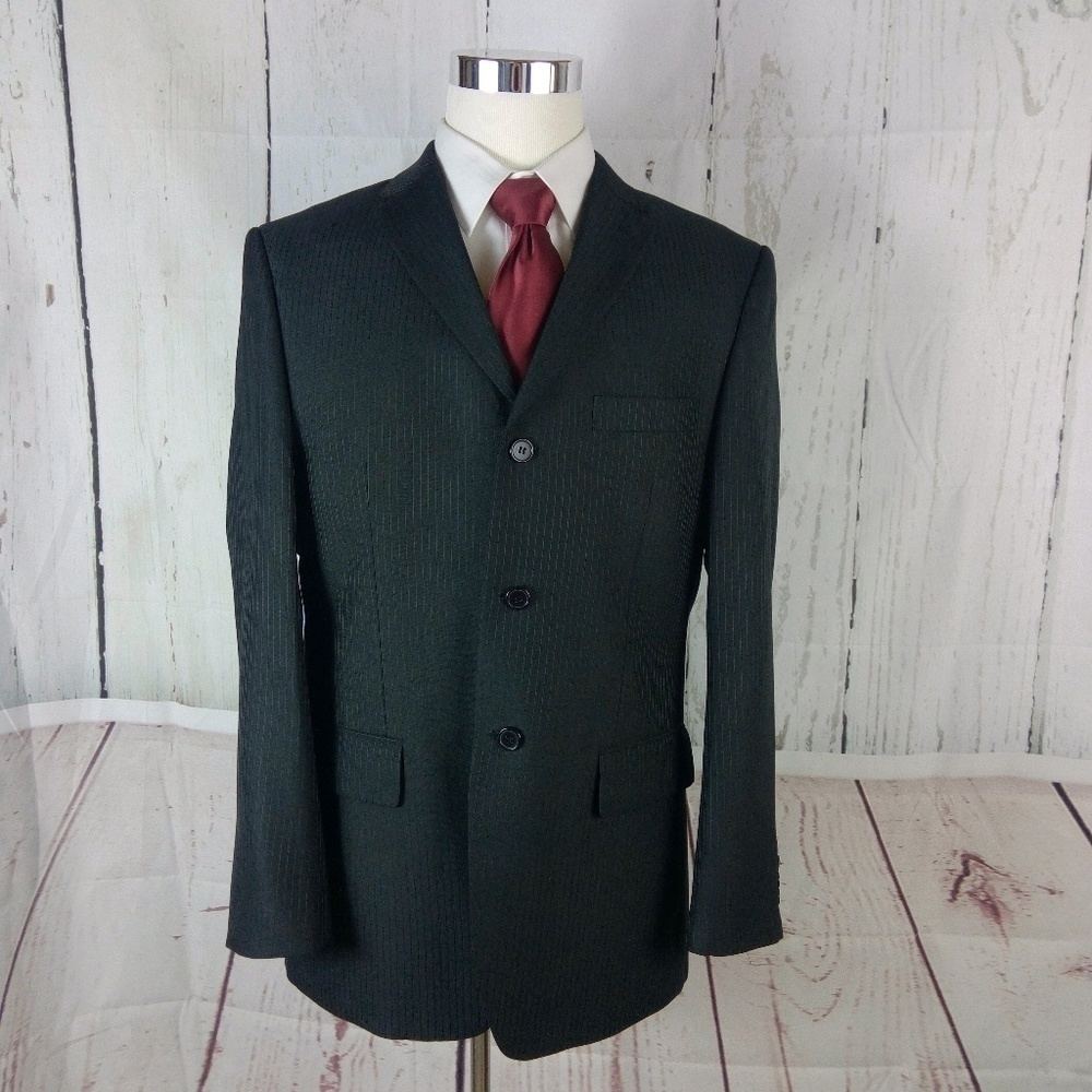 Lineage Superior Fine 42R Black Suit Blazer Sports